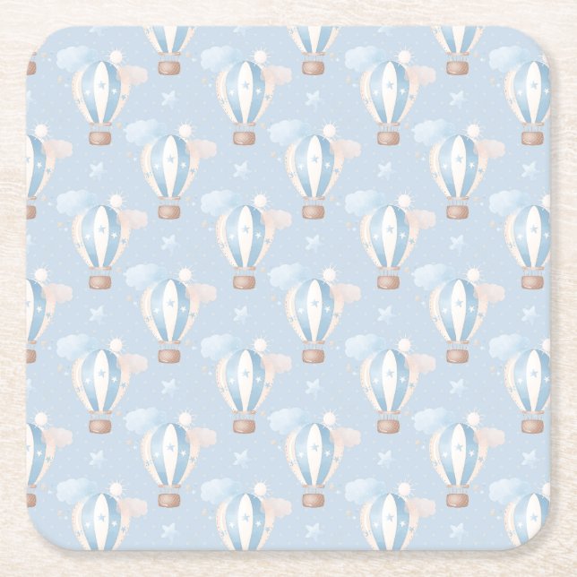 Dessous De Verre Carré Motif Ballons Bleus (Devant)