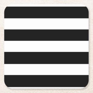 Dessous De Verre Carré Motif blanc noir moderne de rayures