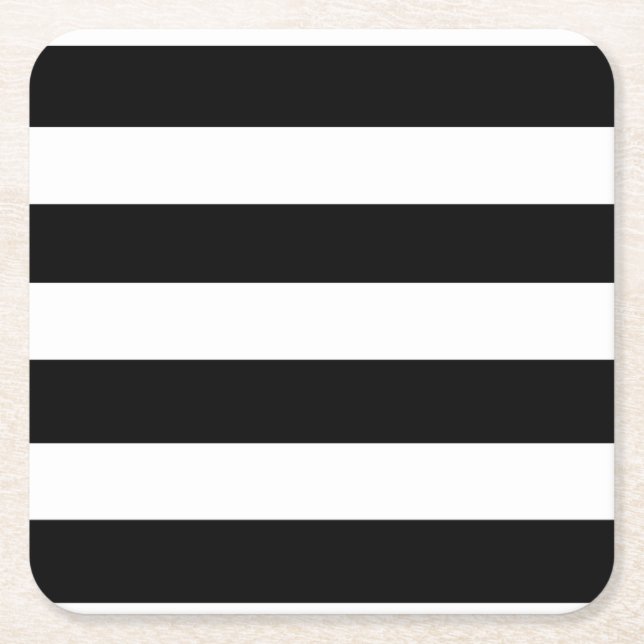 Dessous De Verre Carré Motif blanc noir moderne de rayures (Devant)