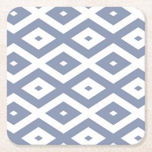 Dessous De Verre Carré Motif bleu gris et blanc