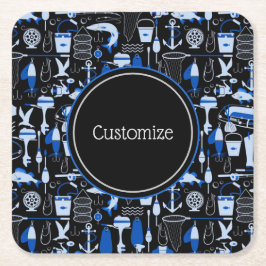 Dessous De Verre Carré Motif bleu pêche Personnalisé