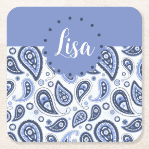Dessous De Verre Carré Motif Blue Paisley