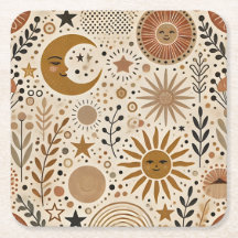 Motif Boho Celestial Soleil et Lune