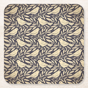 Dessous De Verre Carré Motif botanique de couleur bleue de style vintage 