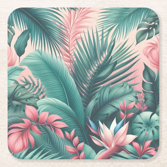 Dessous De Verre Carré Motif botanique du Paradis tropical (Devant)