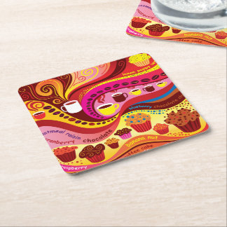 Dessous De Verre Carré Motif café et muffins