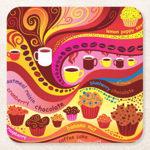 Dessous De Verre Carré Motif café et muffins