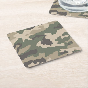 Dessous De Verre Carré Motif Camo Vert