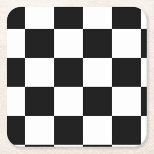 Dessous De Verre Carré Motif Checkered noir et blanc