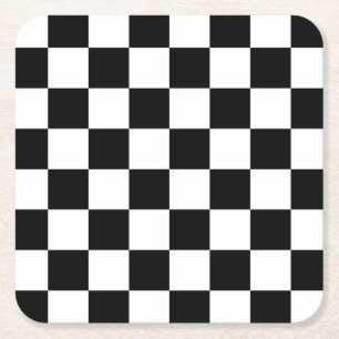 Dessous De Verre Carré Motif chèque en noir et blanc