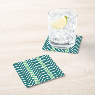 Dessous De Verre Carré Motif Chevron Sarcelle
