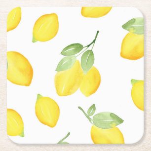 Dessous De Verre Carré Motif citrons aquarelles