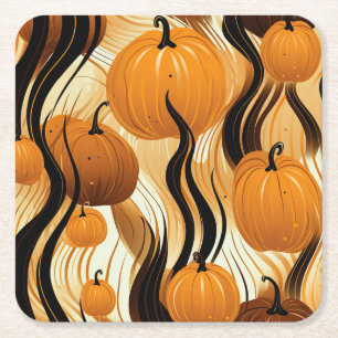 Dessous De Verre Carré Motif Citrouille d'aquarelle