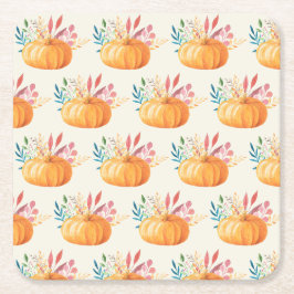 Dessous De Verre Carré Motif Citrouille d'aquarelle orange