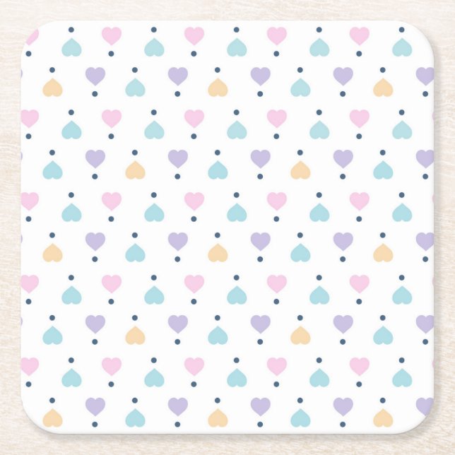 Dessous De Verre Carré Motif Cœur d'Amour Pastel (Devant)