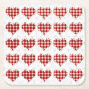 Dessous De Verre Carré Motif Coeurs plaid