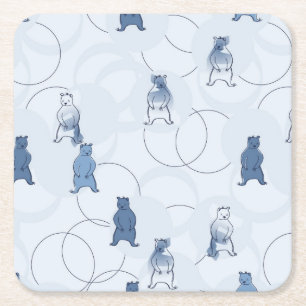 Dessous De Verre Carré motif comportant un ours gris