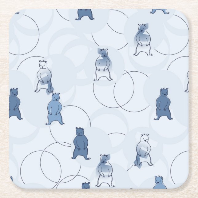 Dessous De Verre Carré motif comportant un ours gris (Devant)