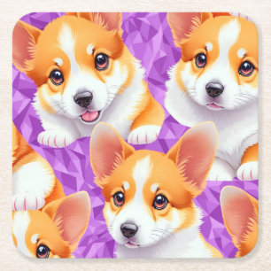 Dessous De Verre Carré Motif Corgi