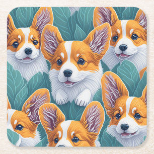 Dessous De Verre Carré Motif Corgi