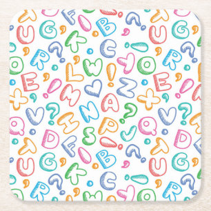 Dessous De Verre Carré motif d'alphabet