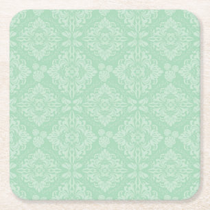 Dessous De Verre Carré Motif damassé vert