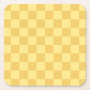 Dessous De Verre Carré Motif damier jaune
