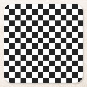 Dessous De Verre Carré Motif damier noir et blanc