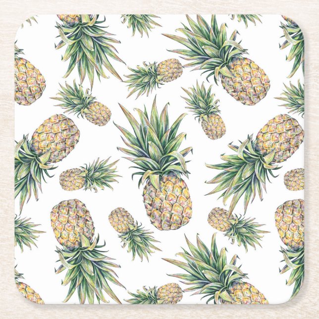 Dessous De Verre Carré Motif d'ananas aquarelle (Devant)