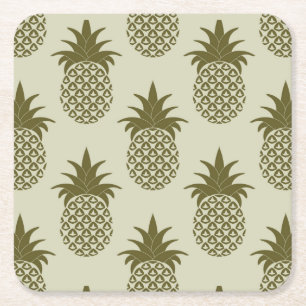 Dessous De Verre Carré Motif d'ananas de Khaki