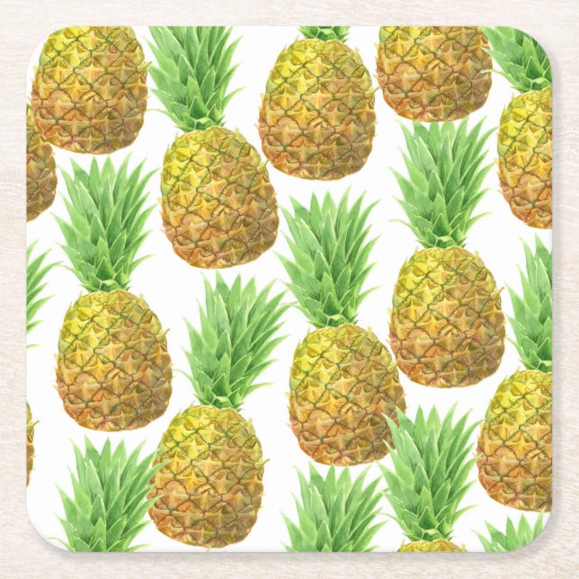 Dessous De Verre Carré Motif d'aquarelle ananas (Devant)