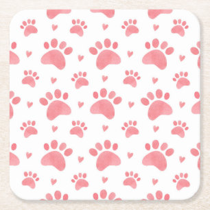 Dessous De Verre Carré Motif d'aquarelle Cat Paws