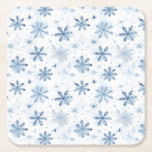 Dessous De Verre Carré Motif d'aquarelle de flocon d'hiver