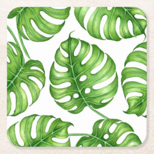 Dessous De Verre Carré Motif d'aquarelle Monstera