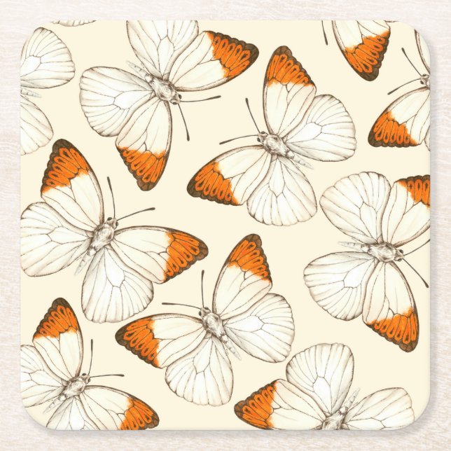 Dessous De Verre Carré Motif d'aquarelle papillons (Devant)
