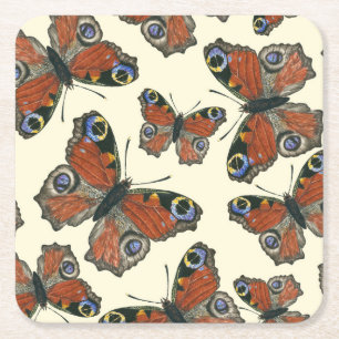 Dessous De Verre Carré Motif d'aquarelle papillons