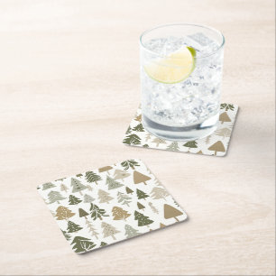 Dessous De Verre Carré Motif d'arbre de Noël moderne