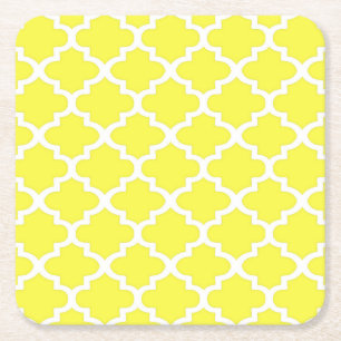 Dessous De Verre Carré Motif d'architecture d'arabesque en jaune d'agrume