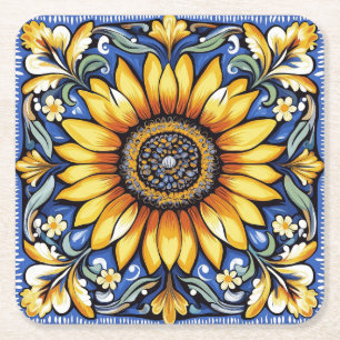 Dessous De Verre Carré Motif d'art populaire ukrainien.