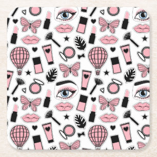 Dessous De Verre Carré Motif d'autocollant de maquillage