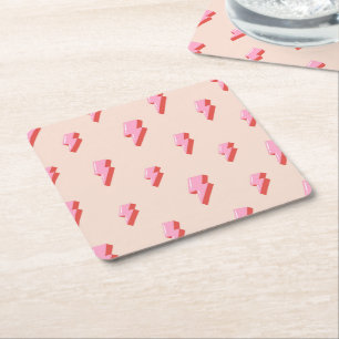 Dessous De Verre Carré Motif de boulon de foudre rose