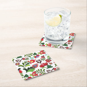 Dessous De Verre Carré Motif de broderie matyo hongrois