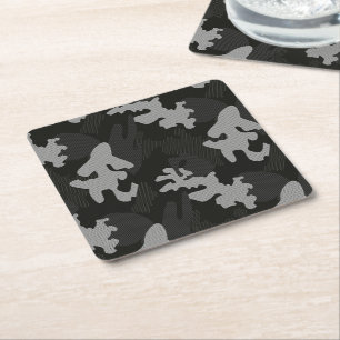 Dessous De Verre Carré Motif de camouflage noir