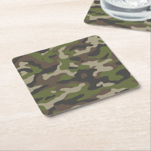 Dessous De Verre Carré Motif de camouflage vert