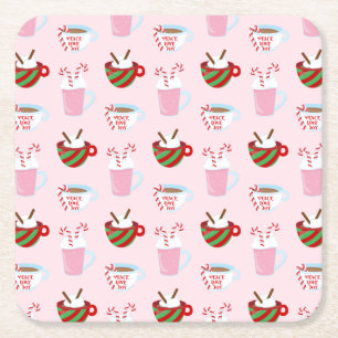 Dessous De Verre Carré Motif de Chocolat Chaud de Noël