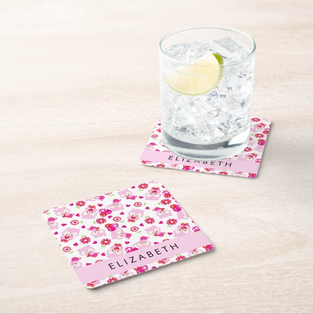 Dessous De Verre Carré Motif De Chouettes, Chouettes Mignonnes, Chouettes (En situation)