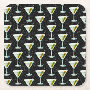 Dessous De Verre Carré Motif de cocktails Martini