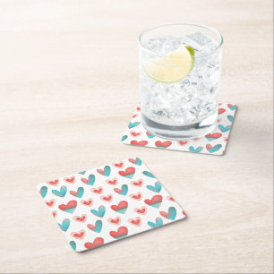 Dessous De Verre Carré Motif de coeur