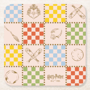 DESSOUS DE VERRE CARRÉ MOTIF DE CONTRÔLE D'ÉQUIPE QUIDDITCH™ HOGWARTS™