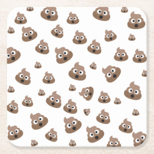 Dessous De Verre Carré Motif de Cute Poop Emoji
